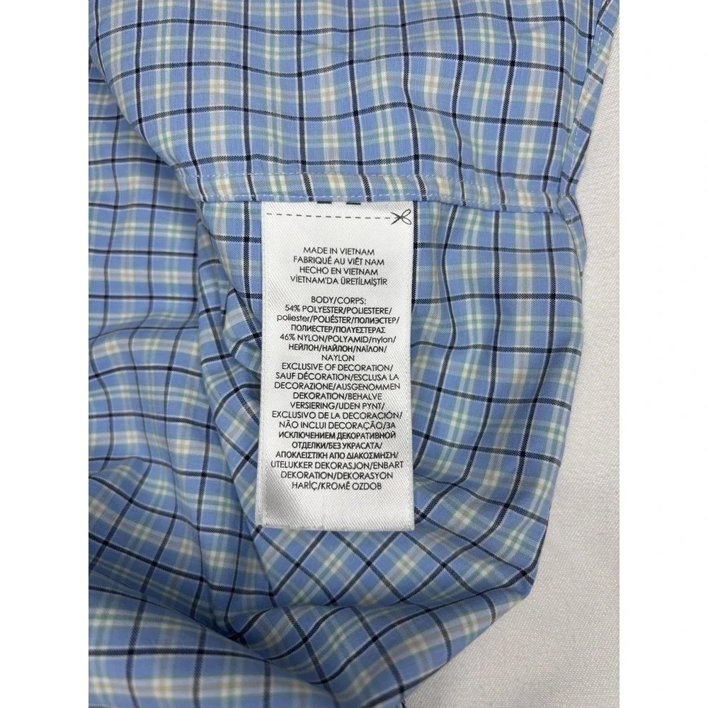 Polo Ralph Lauren Mens Shirt Performance Blue Plaid XL Classic Fit Long Sleeve